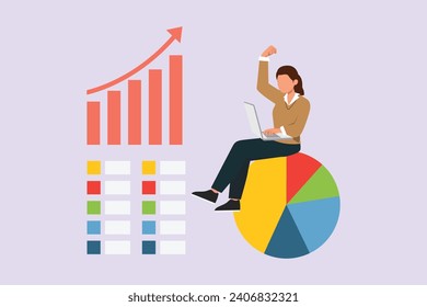Business performance analysis, benchmark metrics audit concept. Colored flat vector illustration.