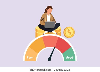 Business performance analysis, benchmark metrics audit concept. Colored flat vector illustration.