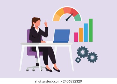 Business performance analysis, benchmark metrics audit concept. Colored flat vector illustration.