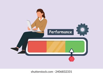 Business performance analysis, benchmark metrics audit concept. Colored flat vector illustration.