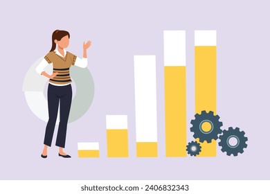 Business Performance Analysis, Benchmark Metrics Audit Konzept. Farbige flache Vektorgrafik.