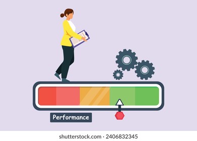 Business performance analysis, benchmark metrics audit concept. Colored flat vector illustration.