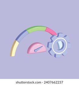 Análisis del rendimiento del negocio, concepto de auditoría de métricas de referencia. Estilo real de dibujos animados en 3d. Ilustración vectorial colorida.