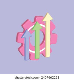 Business performance analysis, benchmark metrics audit concept. Realistic 3d object cartoon style. Vector colorful illustration.