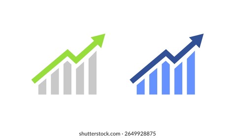 Business performance chart with upward trend and color bars. Economic improvement concept