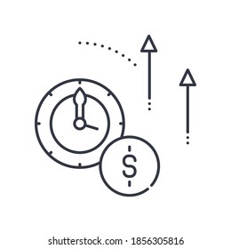 Icono de rendimiento empresarial, ilustración lineal aislada, vector de línea delgada, signo de diseño web, símbolo de concepto de contorno con trazo editable sobre fondo blanco.