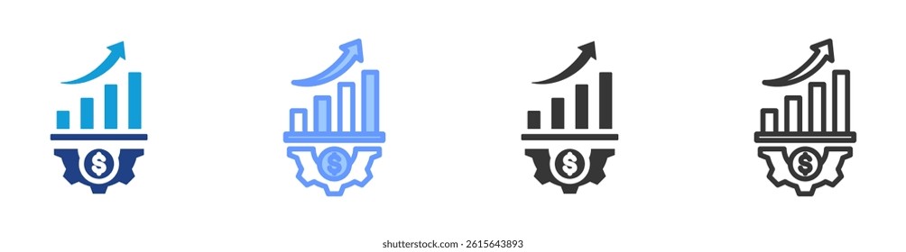 Business Performance icon set multiple style collection