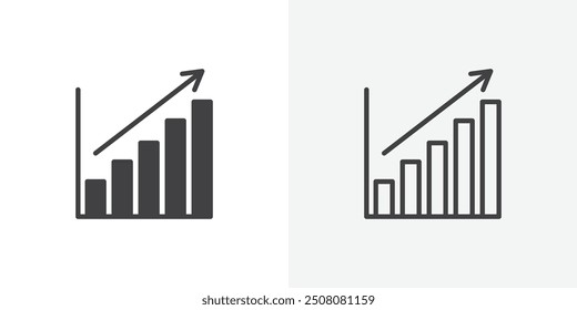 Icono de rendimiento empresarial en estilo sólido y delineado