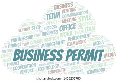 Business Permit word cloud. Collage made with text only.