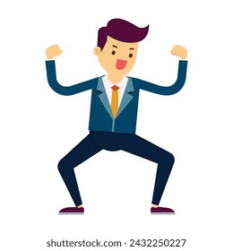 Business persin doing a guts pose flat vector illustration.