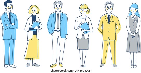Business person 6 men and women whole body set