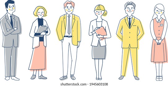 Business person 6 men and women whole body set