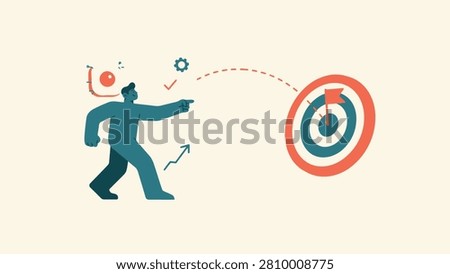 Business person aiming at target concept illustration with business strategy achievement planning motivation