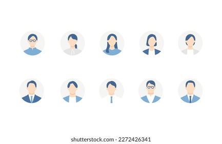 Conjunto de iconos de fondo de avatar de persona de negocios