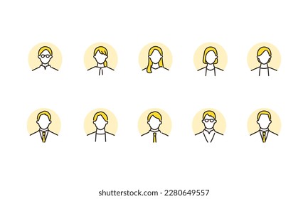 Business person avatar circle background icon set