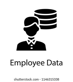 Business person avatar with server database in the background picuring employee data icon 