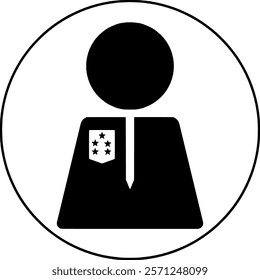 Business person with badge symbol 