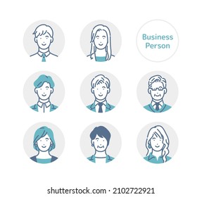 Business person circle icon set