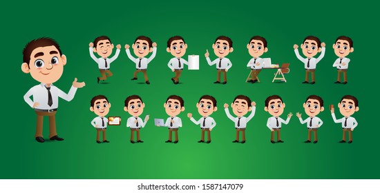 Business person with different poses. vector