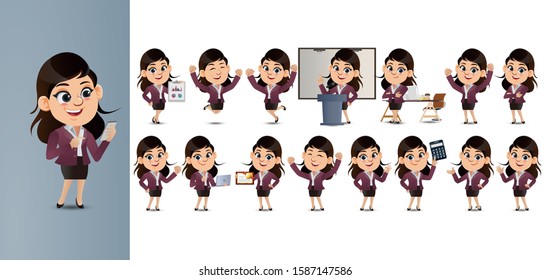Business person with different poses. vector