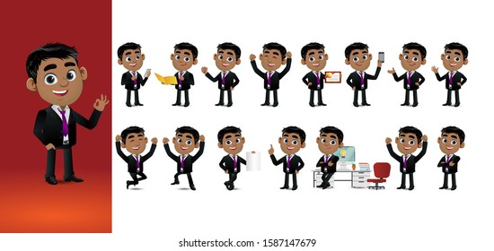 Business person with different poses. vector