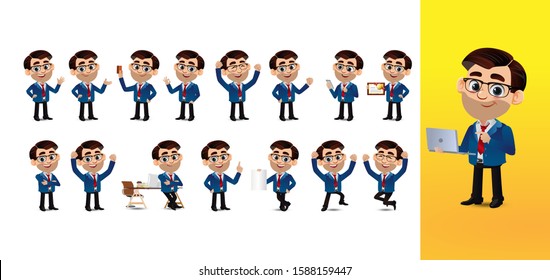 Business person with different poses. vector
