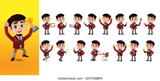 Business person with different poses. vector