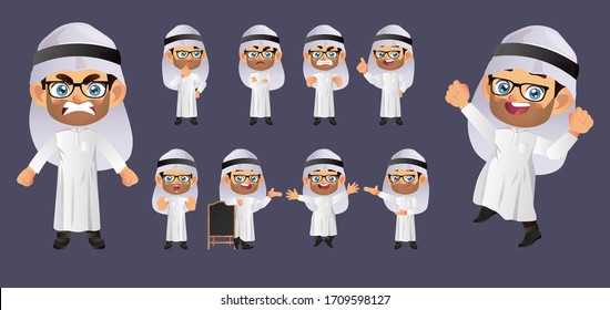 Persona de negocios con diferentes poses. vectorial