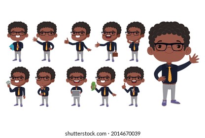 Business person in different positions set