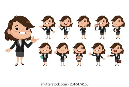 Business person in different positions set