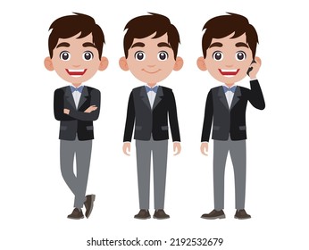 Business person in different positions set