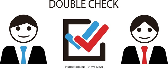 Business person and double check icon