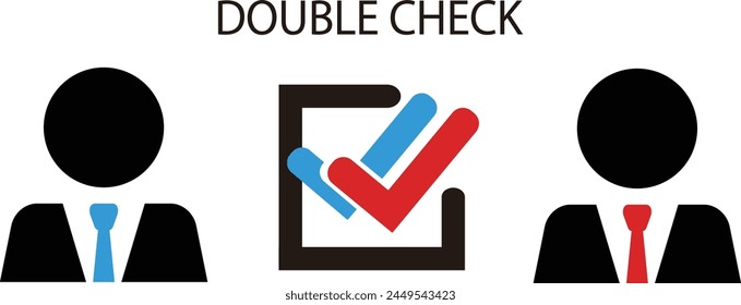 Business person and double check icon