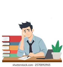 Business person exhausted and stress on desk in office
