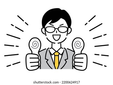 A business person giving a thumbs up.