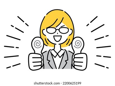 A business person giving a thumbs up.