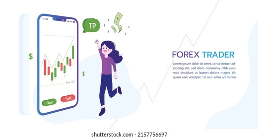 business person with graph and chart of Forex trader.