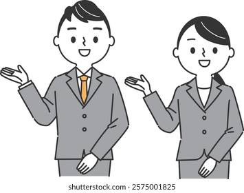 Business person guiding upper body vector