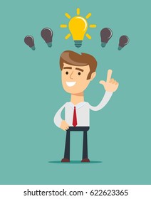 Business person having an bright idea light bulb concept