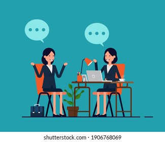 Business person having a job interview. Business vector concept