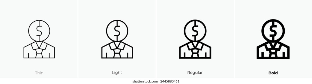 business person icon. Thin, Light Regular And Bold style design isolated on white background