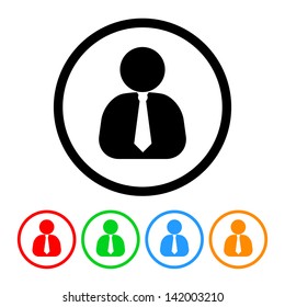 Business Person Icon in Vector Format with Four Color Variations