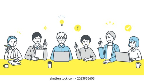 Ilustraciones de personas de negocios que parpadean durante reuniones. vector.