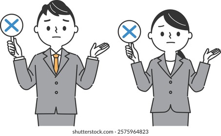 Business Person with Incorrect Answer Tag Upper Body Vector