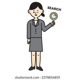 Business person job search female whole body simple illustration