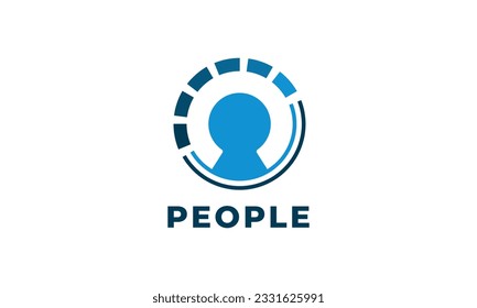 Business person logo with circle and dashed shape vector design