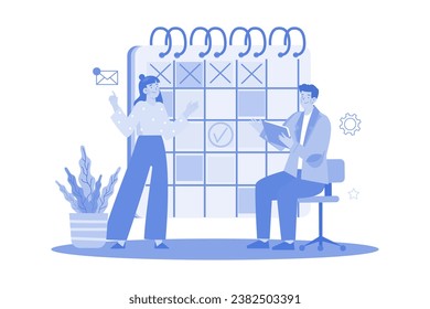 Business Person Looking At The Schedule