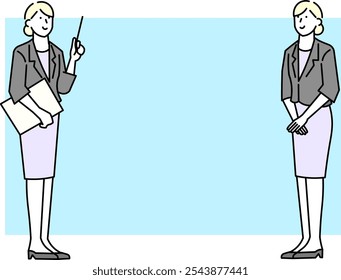 Persona de negocios haciendo una propuesta a un Cliente - Mujer - Ilustración vectorial de Portapapeles de cuerpo completo