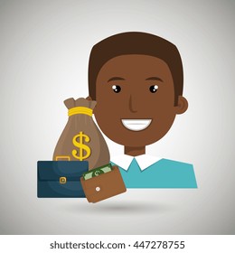 business person with money and portfolio  isolated icon design, vector illustration  graphic 