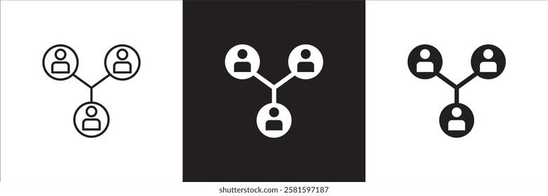 Business person network connection icon set. Icons that have meaning of relation, community, management, partner, social, interaction, communication. Vector icon design in thin line and flat design.